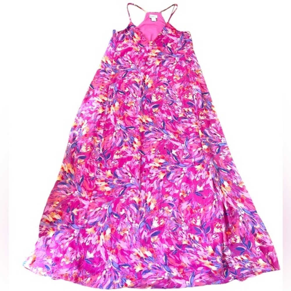 Nicole Miller Muted Floral Chiffon Slip Maxi Dress Size Small - Picture 9 of 16